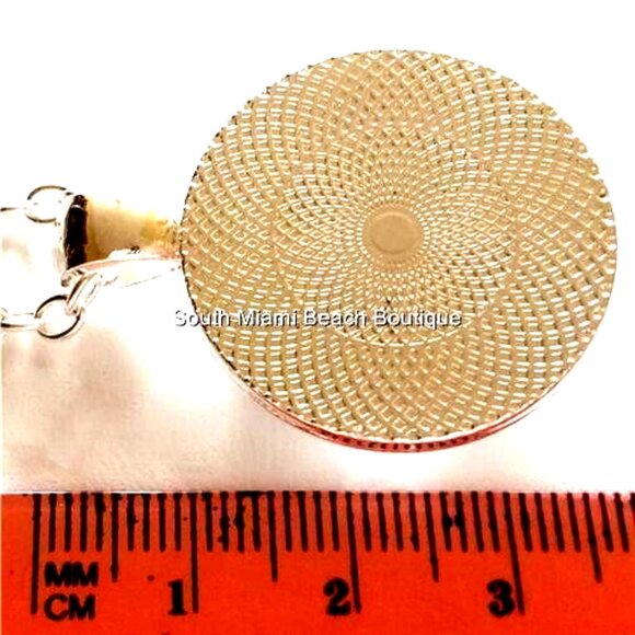 Pink Flamingo Necklace Silver Plated 24" Chain Glass Dome Pendant Tropical - Picture 9 of 9